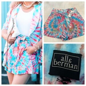New! Alla Berman Amanda Tie-Dye High Waist Shorts Size Medium 51860